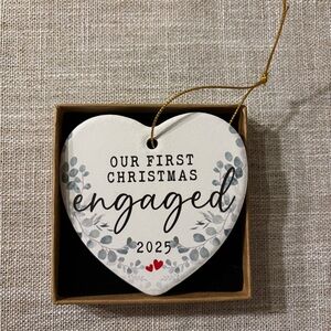 Heart-Shaped First Christmas Engaged Ornament